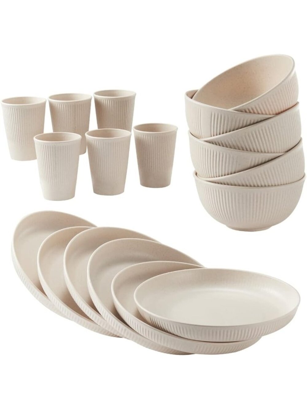 18pcs Unbreakable Wheat Straw Dinnerware Set | Eco-Friendly & Reusable Dining